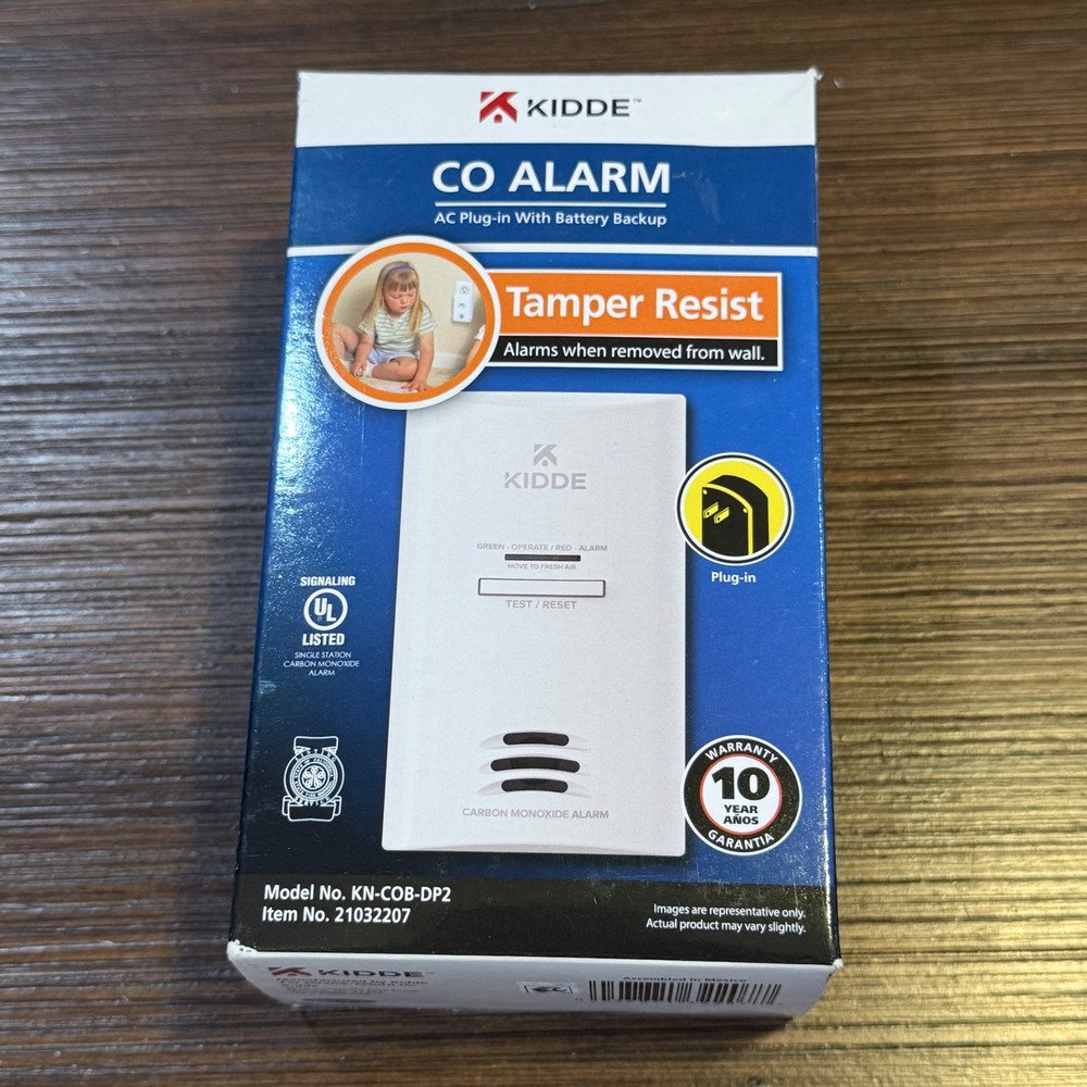 Kidde CO Alarm Plug-In Carbon Monoxide Detector Battery Backup White KN-COB-DP2